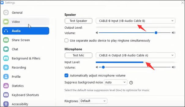 Change the audio options in your computer settings